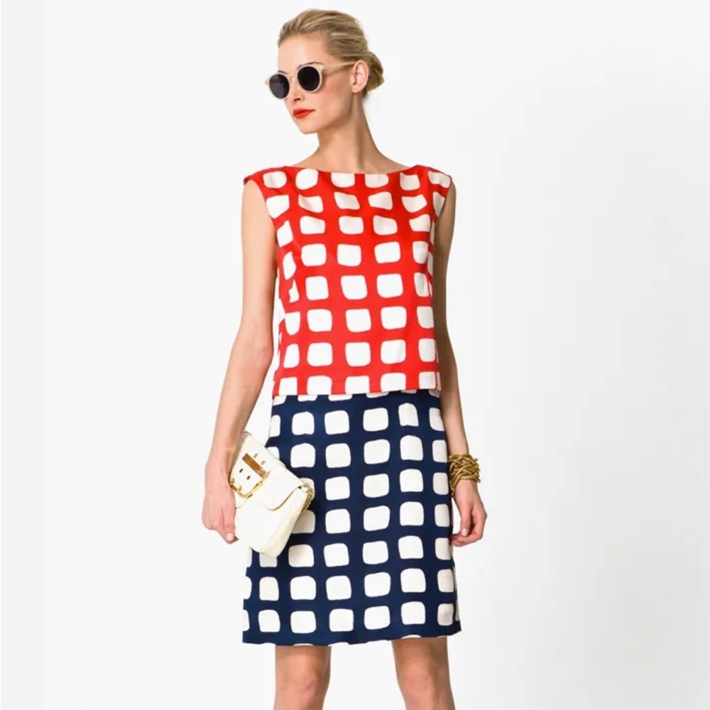 Milly of New York Red and White Silk Dress